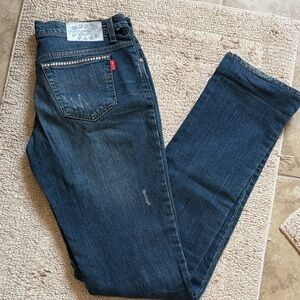 Blugirl Woman Blue Jeans with Studded Pocket, with Swarovski stone